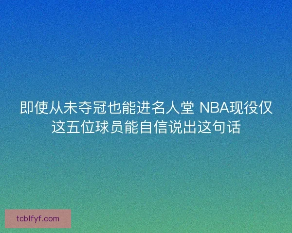 即使从未夺冠也能进名人堂 NBA现役仅这五位球员能自信说出这句话